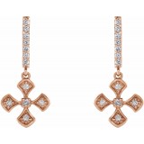 14K Rose 1/5 CTW Diamond Cross Dangle Earrings photo 2