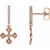 14K Rose 1/5 CTW Diamond Cross Dangle Earrings photo