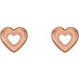 14K Rose 8.5x8 mm Heart Earrings photo 2