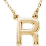 14K Yellow Block Initial R 16 Necklace photo