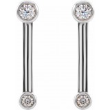 14K White 1/5 CTW Diamond Bezel-Set Bar Earrings photo 2