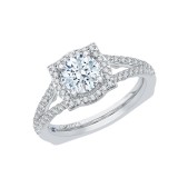 Shah Luxury 14K White Gold Round Halo Diamond Engagement Ring with Split Shank (Semi-Mount) photo 2