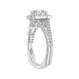 Shah Luxury 14K White Gold Round Halo Diamond Engagement Ring with Split Shank (Semi-Mount) photo 3
