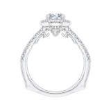 Shah Luxury 14K White Gold Round Halo Diamond Engagement Ring with Split Shank (Semi-Mount) photo 4