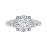 Shah Luxury 14K White Gold Round Halo Diamond Engagement Ring with Split Shank (Semi-Mount) photo