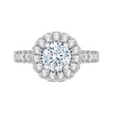 Shah Luxury 14K White Gold Round Halo Diamond Engagement Ring (Semi-Mount) photo