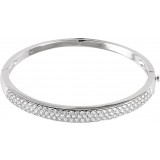 14K White 3 CTW Diamond Pave' Bangle 7 Bracelet photo