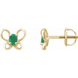 14K Yellow 4x3 mm Oval May Youth Butterfly Birthstone Earrings photo
