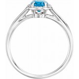 14K White 7x5 mm Oval Swiss Blue Topaz & .04 CTW Diamond Ring photo 2