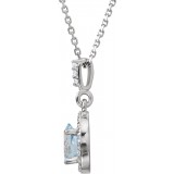 14K White Aquamarine & .07 CTW Diamond 18 Necklace photo 2