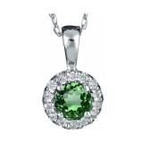 Gems One 14Kt White Gold Diamond (1/12Ctw) & Emerald (1/4 Ctw) Pendant photo