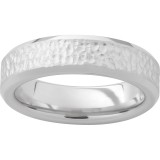Serinium Beveled Edge Band with Hammered Hand Finish photo