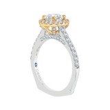 Shah Luxury 14K Two-Tone Gold Cushion Diamond Halo Engagement Ring (Semi-Mount) photo 2