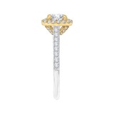 Shah Luxury 14K Two-Tone Gold Cushion Diamond Halo Engagement Ring (Semi-Mount) photo 3