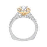 Shah Luxury 14K Two-Tone Gold Cushion Diamond Halo Engagement Ring (Semi-Mount) photo 4