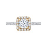 Shah Luxury 14K Two-Tone Gold Cushion Diamond Halo Engagement Ring (Semi-Mount) photo