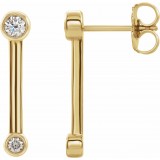 14K Yellow 1/5 CTW Diamond Bezel-Set Bar Earrings photo