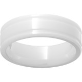 White Diamond CeramicFlat Ring with Rounded Edges photo