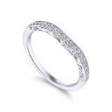 Gabriel & Co. 14k White Gold Victorian Curved Wedding Band photo 3