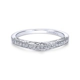 Gabriel & Co. 14k White Gold Victorian Curved Wedding Band photo