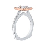 Shah Luxury 14K Two-Tone Gold Princess Cut Diamond Halo Vintage Engagement Ring (Semi-Mount) photo 2