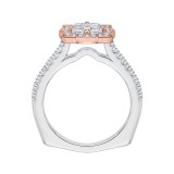 Shah Luxury 14K Two-Tone Gold Princess Cut Diamond Halo Vintage Engagement Ring (Semi-Mount) photo 4