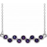 14K White Alexandrite Bezel-Set Bar 16-18 Necklace photo