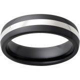 Black Diamond Ceramic Domed Band with a 2mm Sterling Silver Inlay photo