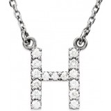 14K White Initial H 1/8 CTW Diamond 16 Necklace photo