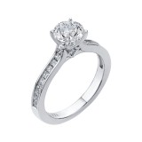 Shah Luxury 14K White Gold Cut Round Diamond Cathedral Style Engagement Ring (Semi-Mount) photo 2