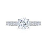 Shah Luxury 14K White Gold Cut Round Diamond Cathedral Style Engagement Ring (Semi-Mount) photo