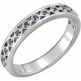 14K White Blue Sapphire Stackable Ring photo