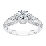 Shah Luxury 14K White Gold Round Cut Diamond Engagement Ring with Split Shank (Semi-Mount) photo 2