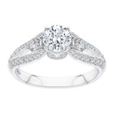 Shah Luxury 14K White Gold Round Cut Diamond Engagement Ring with Split Shank (Semi-Mount) photo 2