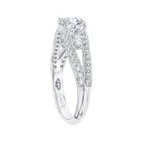 Shah Luxury 14K White Gold Round Cut Diamond Engagement Ring with Split Shank (Semi-Mount) photo 3