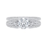 Shah Luxury 14K White Gold Round Cut Diamond Engagement Ring with Split Shank (Semi-Mount) photo 4
