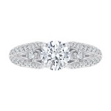 Shah Luxury 14K White Gold Round Cut Diamond Engagement Ring with Split Shank (Semi-Mount) photo