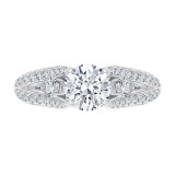 Shah Luxury 14K White Gold Round Cut Diamond Engagement Ring with Split Shank (Semi-Mount) photo