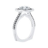 Shah Luxury 14K White Gold with Black Rhodium Tips Round Diamond Halo Vintage Engagement Ring (Semi-Mount) photo 2