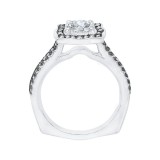 Shah Luxury 14K White Gold with Black Rhodium Tips Round Diamond Halo Vintage Engagement Ring (Semi-Mount) photo 4