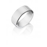 Henri Daussi 8mm Men's Wedding Band MB11 18k Gold White 0.40 Ctw. photo 2