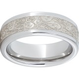 Serinium Pipe Cut Band with Sterling Silver Inlay and Paisley Laser Engraving photo