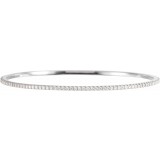 14K White 2 CTW Diamond Stackable Bangle 8 Bracelet photo