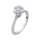 Shah Luxury 14K White Gold Round Diamond Cathedral Style Engagement Ring (Semi-Mount) photo 2