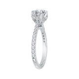 Shah Luxury 14K White Gold Round Diamond Cathedral Style Engagement Ring (Semi-Mount) photo 3