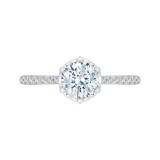 Shah Luxury 14K White Gold Round Diamond Cathedral Style Engagement Ring (Semi-Mount) photo