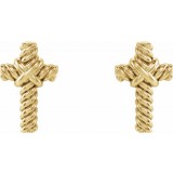 14K Yellow Rope Cross Earrings photo 2