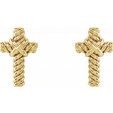 14K Yellow Rope Cross Earrings photo 2