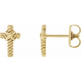 14K Yellow Rope Cross Earrings photo