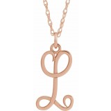 14K Rose Script Initial L 16-18 Necklace photo